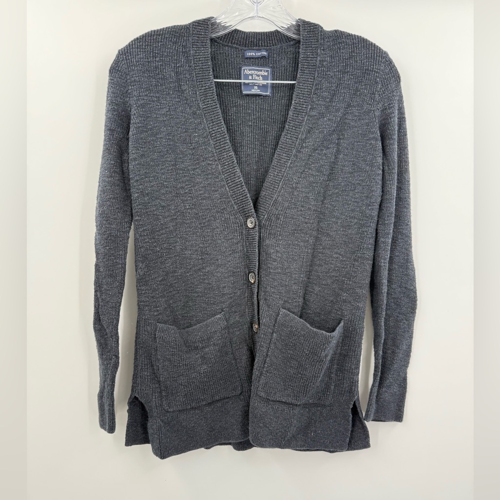 Abercrombie & Fitch Women's 100% Cotton Button Up Cardigan Navy/Gray Size XS